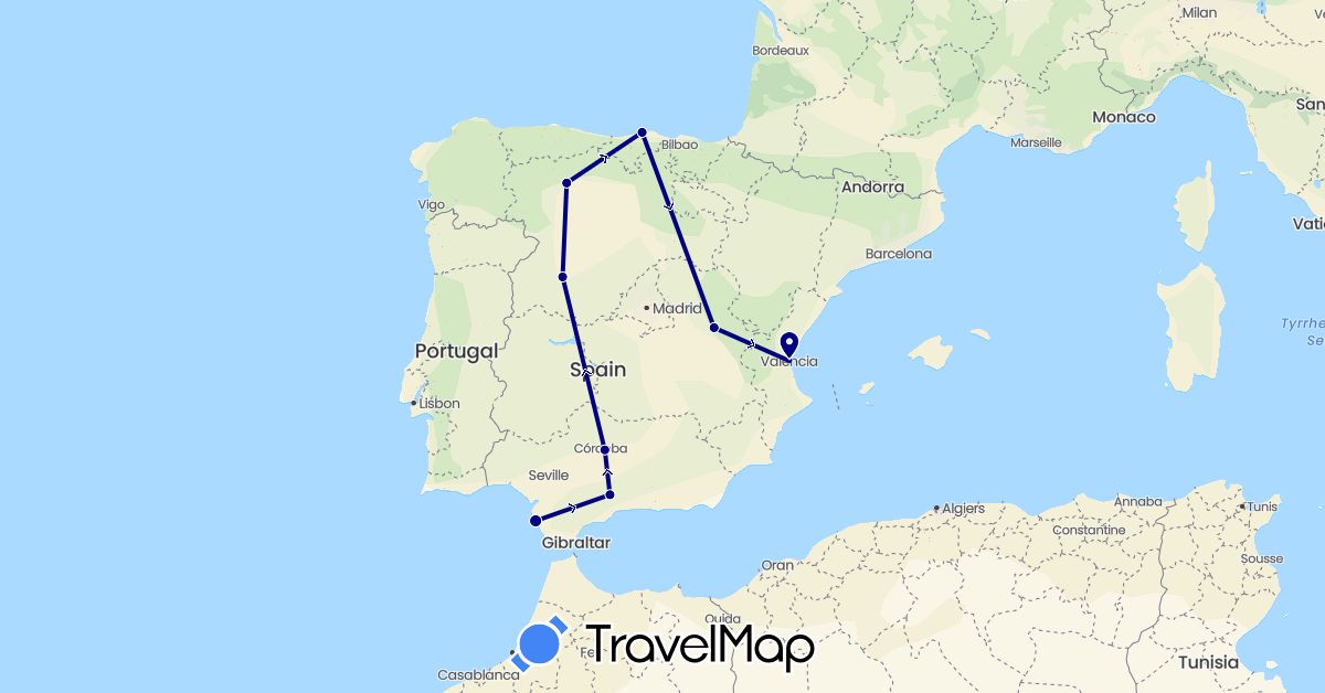 TravelMap itinerary: driving in Spain (Europe)